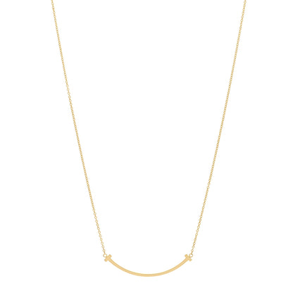 Tiffany 18K Yellow Gold Small T Smile Pendant Necklace 1 of 3