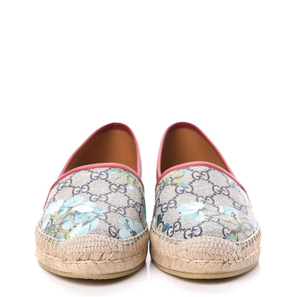 Gucci GG Supreme Monogram Blooms Espadrilles 37.5 Beige Blue Navy Hibiscus Red 2 of 7