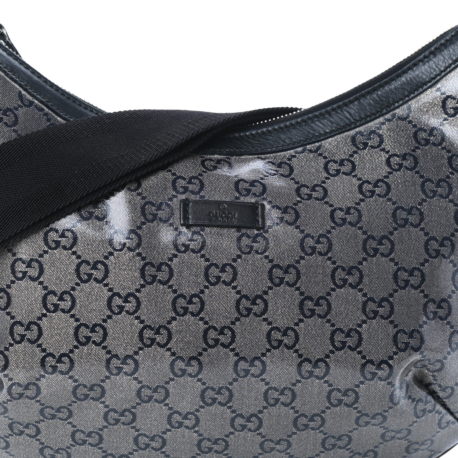 Gucci Crystal Monogram Medium Half Moon Hobo Black 7 of 9