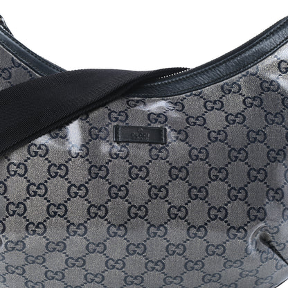 Gucci Crystal Monogram Medium Half Moon Hobo Black 7 of 9