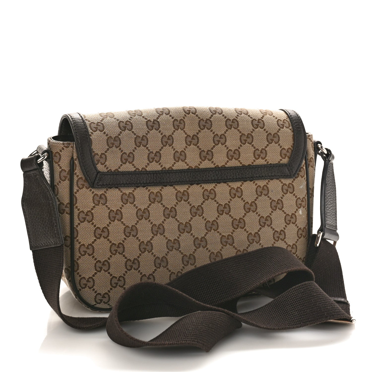 Gucci Monogram Flap Messenger Bag Beige Dark Brown 3 of 10
