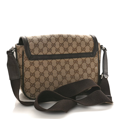 Gucci Monogram Flap Messenger Bag Beige Dark Brown 3 of 10