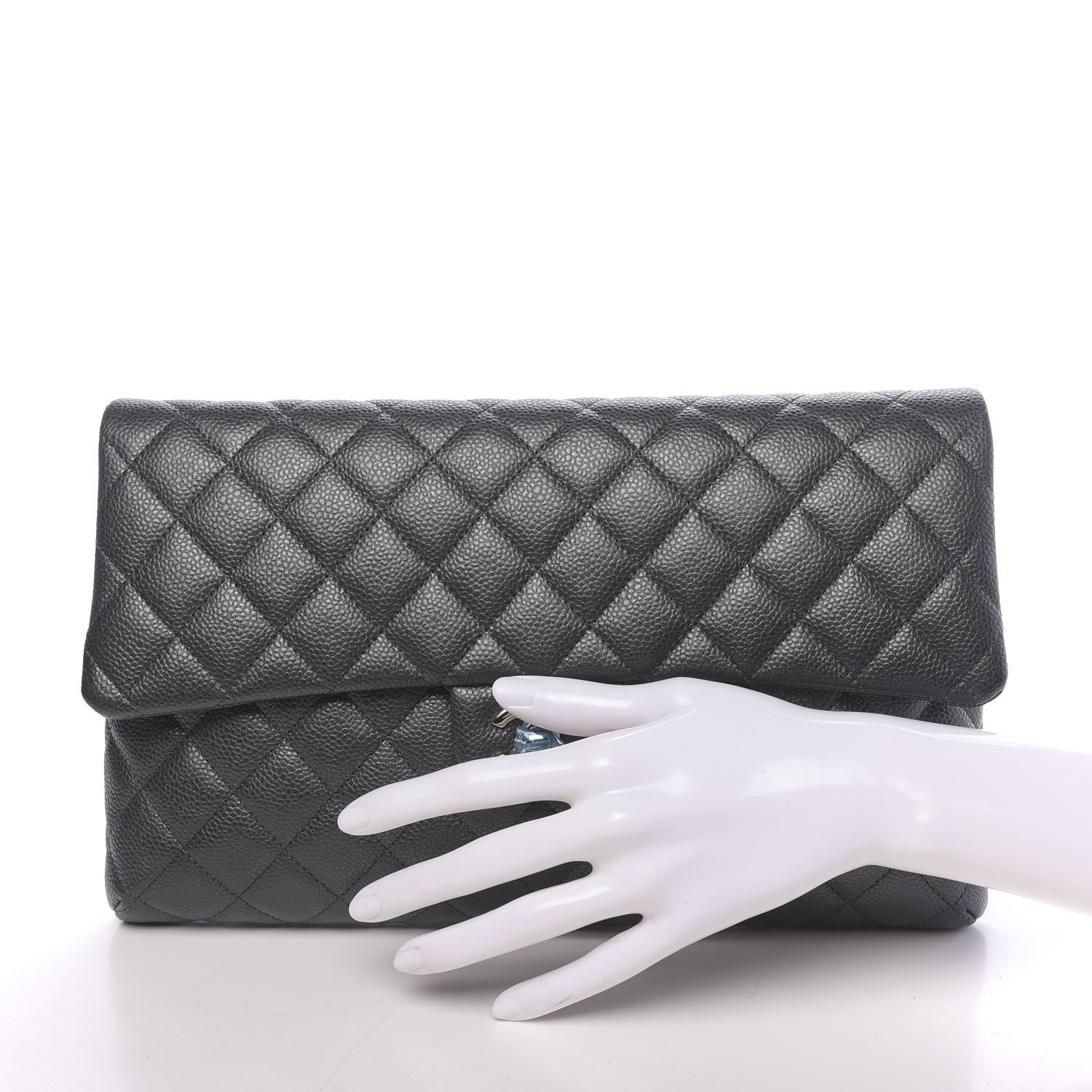 Chanel Caviar Quilted Flap Clutch Dark Grey 2 of 10