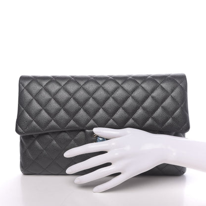 Chanel Caviar Quilted Flap Clutch Dark Grey 2 of 10