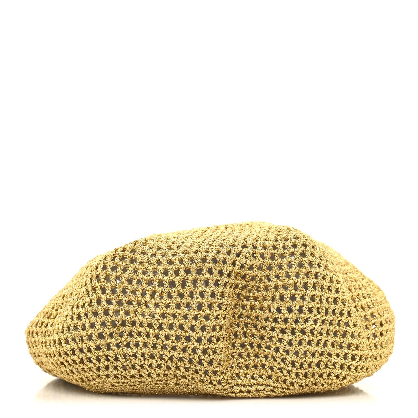 Metallic Crochet Knit Thelma Beret Hat Gold