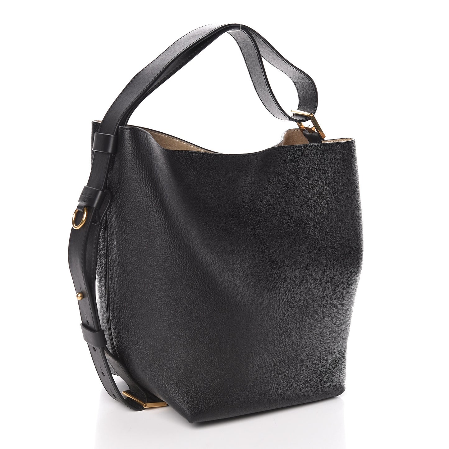 Grained Calfskin GV Bucket Bag Black