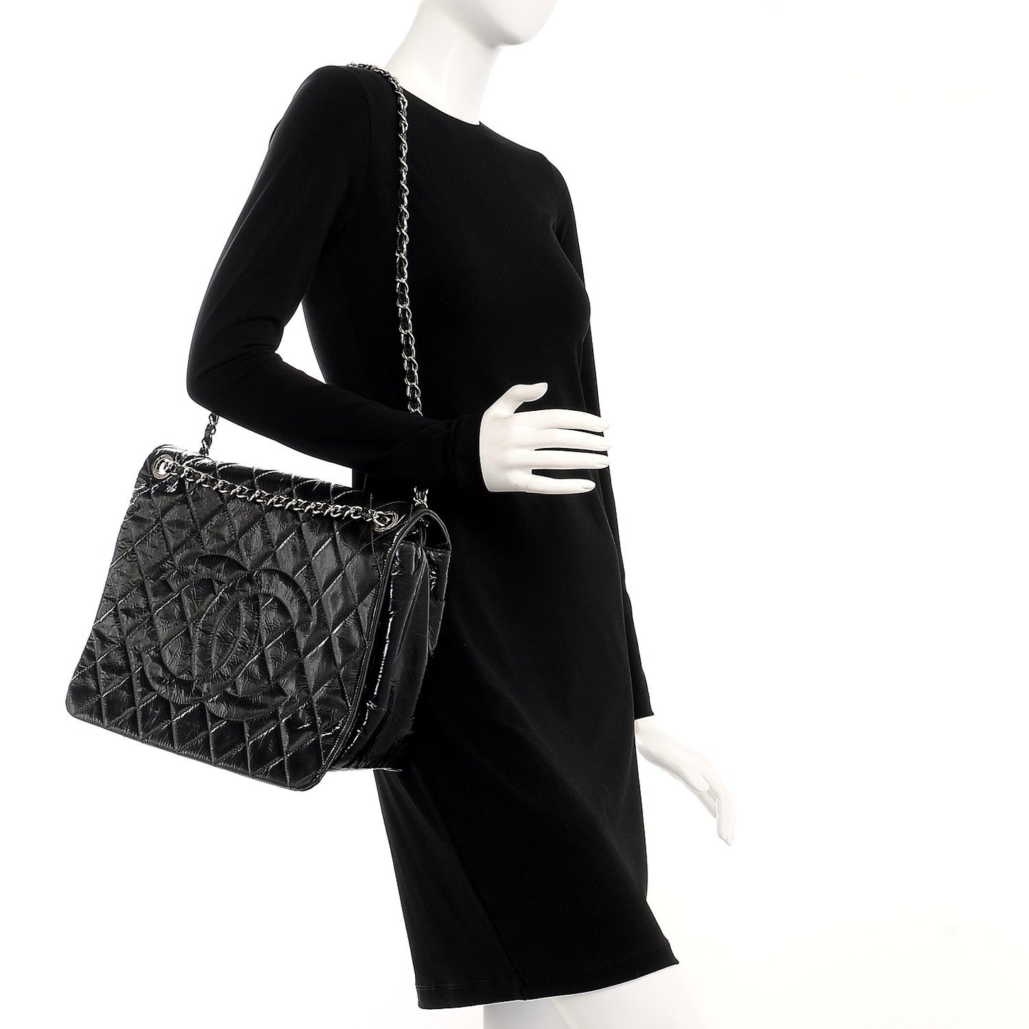 Patent Quilted XL Flap Black