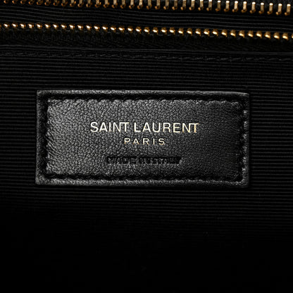 Saint Laurent Grain De Poudre Matelasse Chevron Large Monogram Satchel Black 6 of 11
