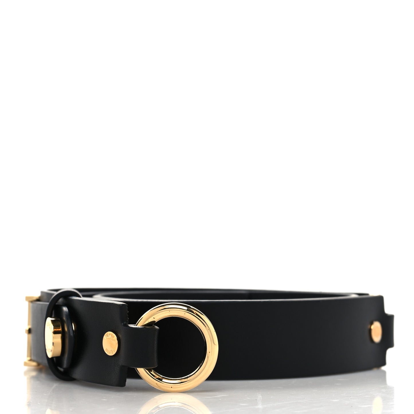 X FENDI Calfskin Fendace Logo Belt 85 34 Black