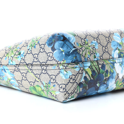Gucci GG Supreme Monogram Blooms Small Reversible Tote Beige Blue Navy 8 of 9