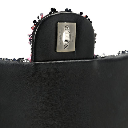 Chanel Sequin Logo Single Flap Pink Silver Black 7 of 11