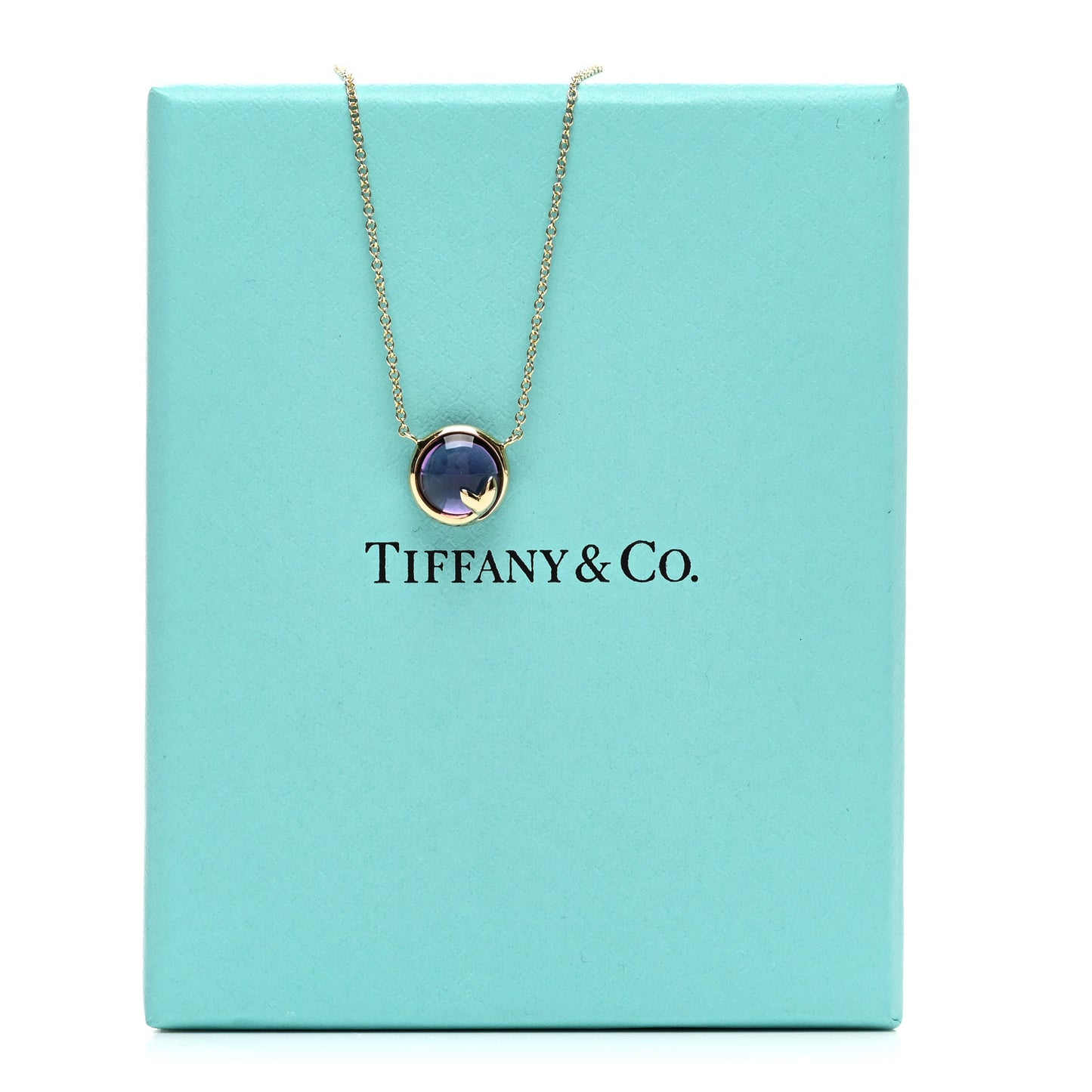 18K Yellow Gold Amethyst Paloma Picasso Olive Leaf Pendant Necklace