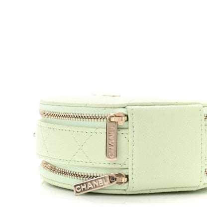 Chanel Caviar Quilted Round Handle With Care Vanity With Chain Light Green 11 of 13