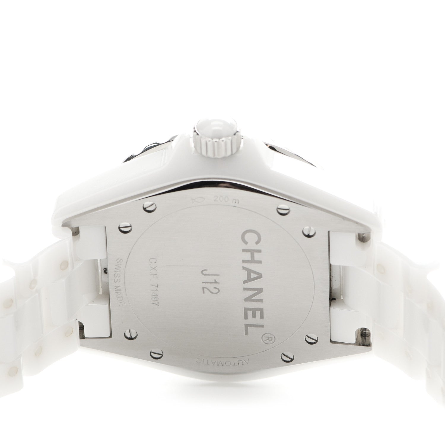 Chanel Stainless Steel Ceramic Diamond 38mm J12 Automatic Watch White 4 of 5