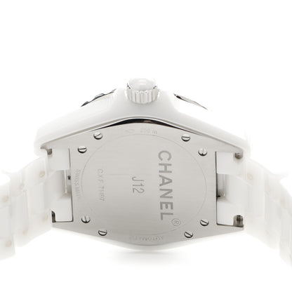Chanel Stainless Steel Ceramic Diamond 38mm J12 Automatic Watch White 4 of 5