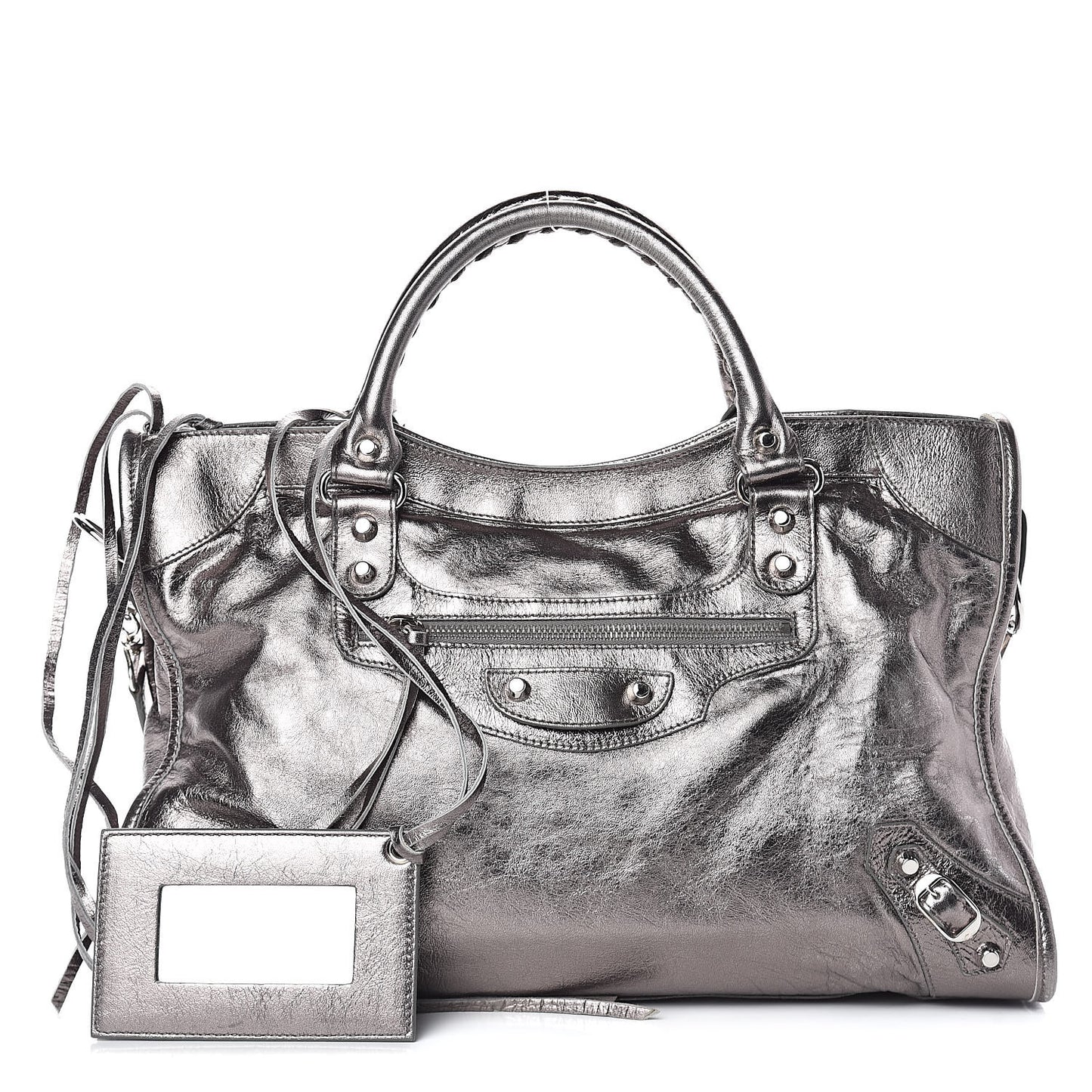 Metallic Agneau Classic Silver Hardware City Pewter
