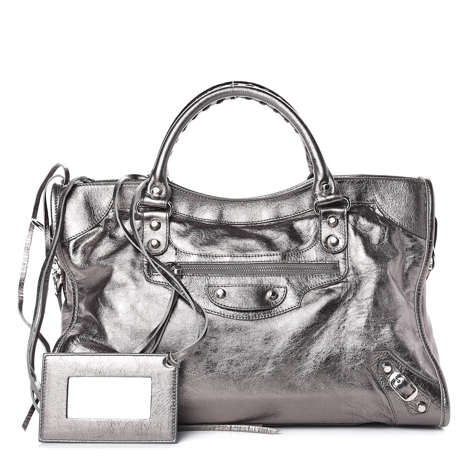Balenciaga Metallic Agneau Classic Silver Hardware City Pewter 1 of 10