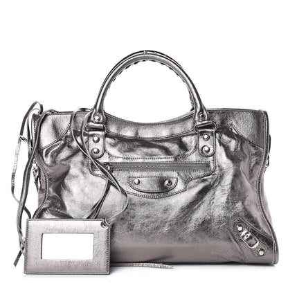 Balenciaga Metallic Agneau Classic Silver Hardware City Pewter 1 of 10