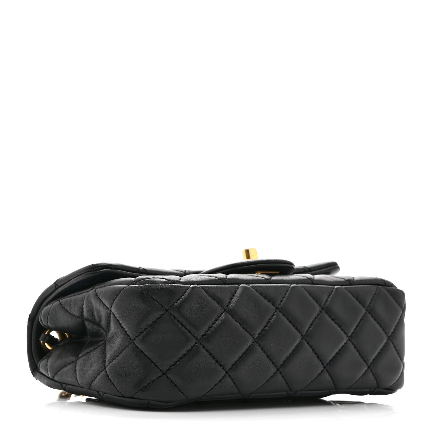 Lambskin Quilted Mini Rectangular Pearl Crush Flap Black