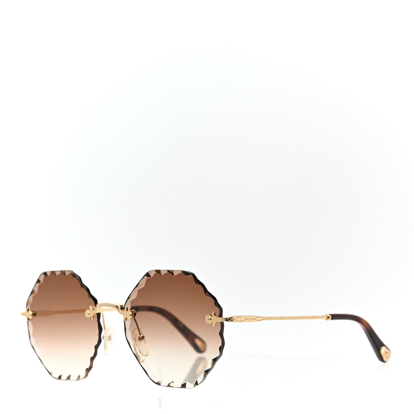 Rosie Bevelled Round Sunglasses CE143S Gold Gradient Brown
