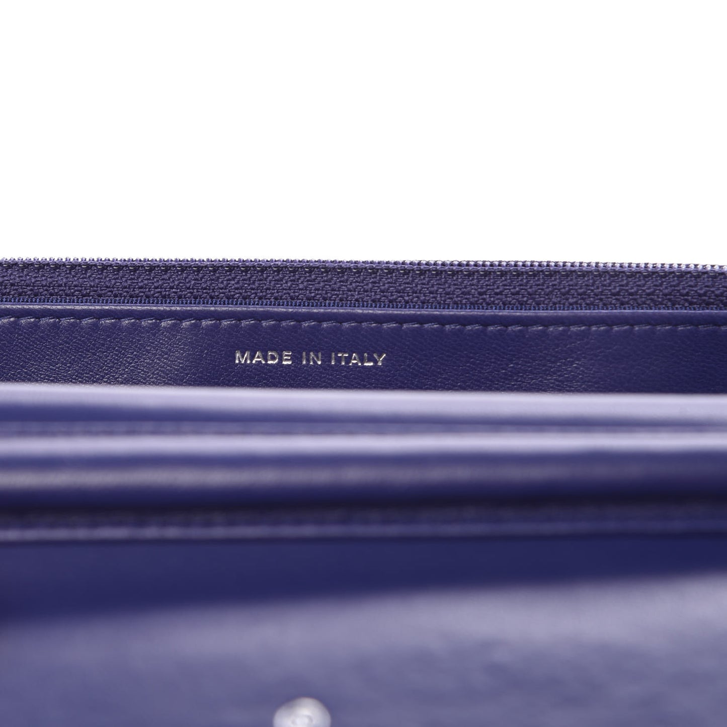 Lambskin Quilted Wallet On Chain WOC Dark Blue