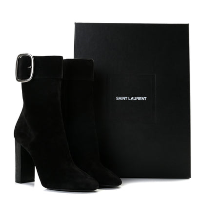 Saint Laurent Suede Joplin Buckle 105 Booties 37.5 Black 15 of 15