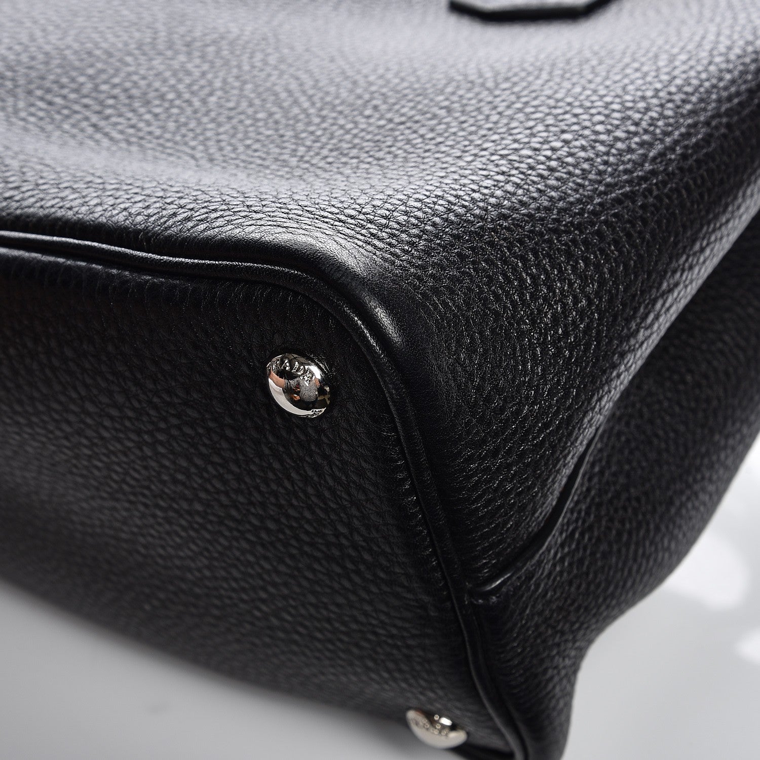 Prada Vitello Daino Small Double Tote Black Cuoio 9 of 9