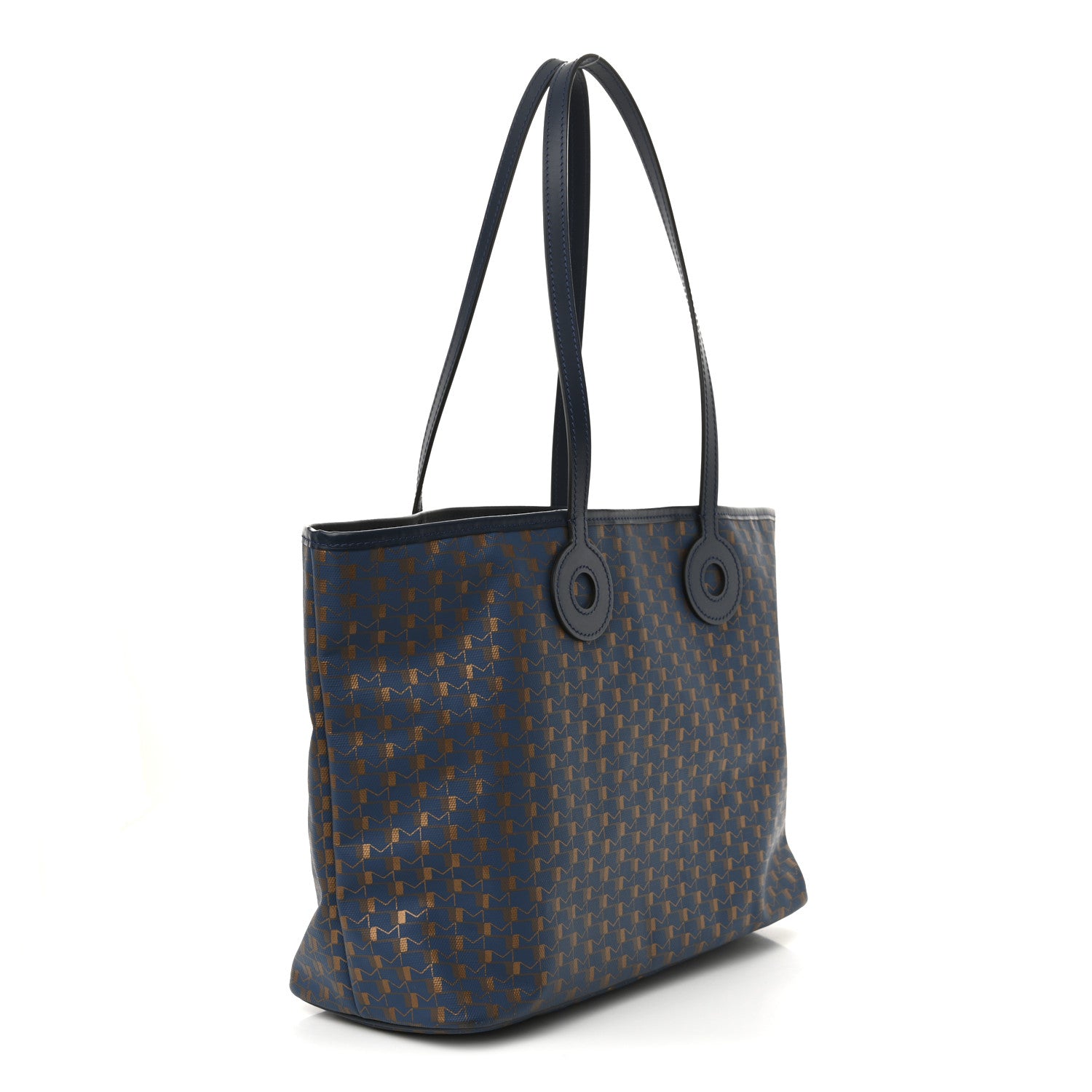 Moynat Grained Calfskin Canvas 1920 Oh! Tote Ruban MM Indigo Bronze 3 of 10