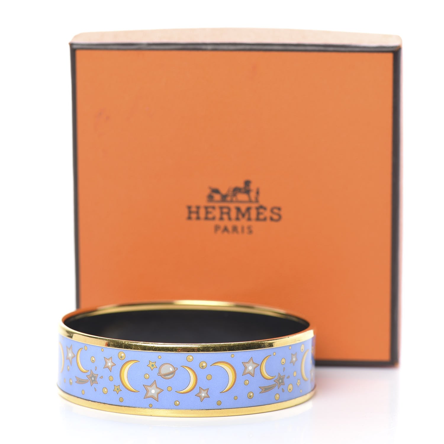 Hermes Enamel Printed Wide Moon Stars Bracelet 65 6 of 6