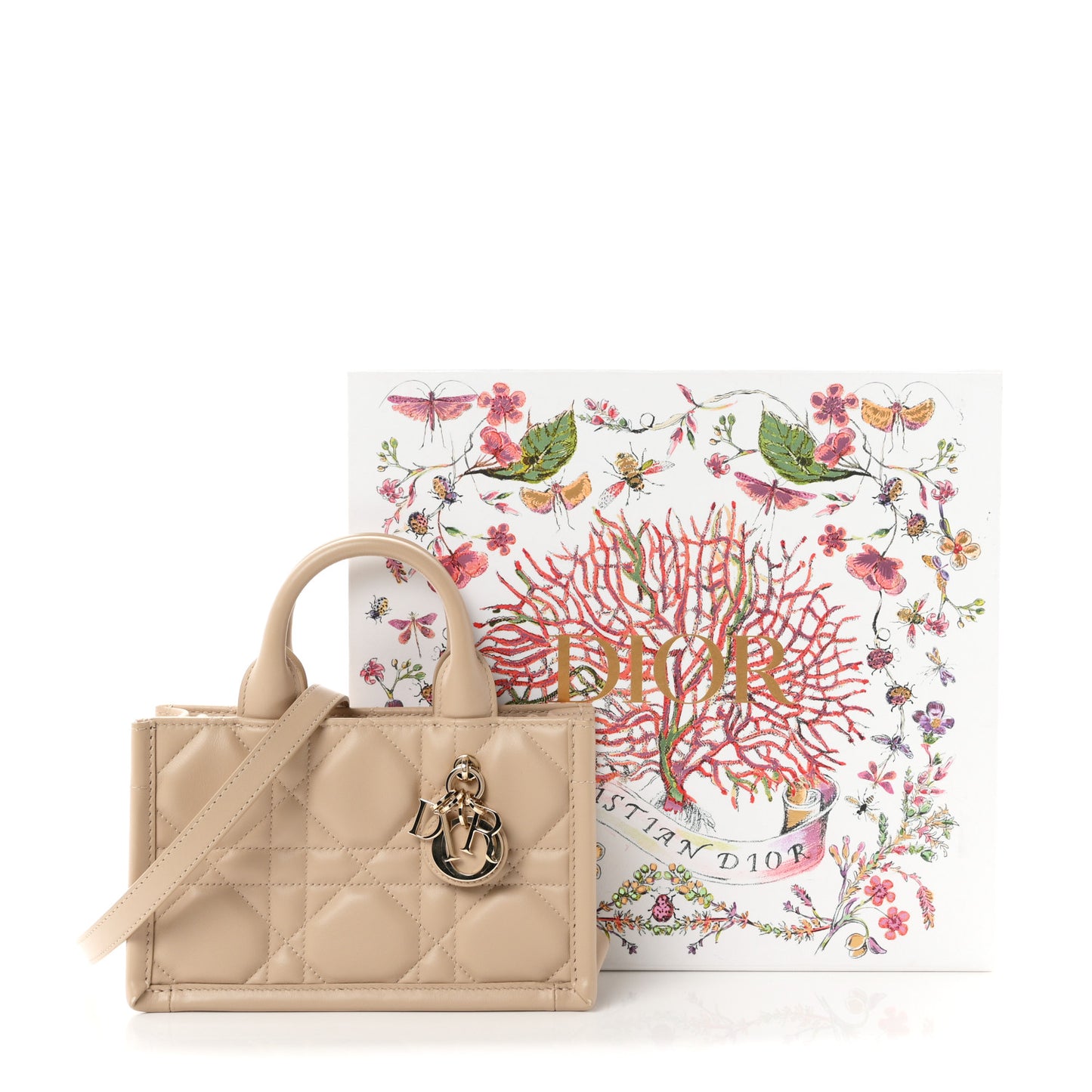 Calfskin Macrocannage Mini Book Tote Powder Beige