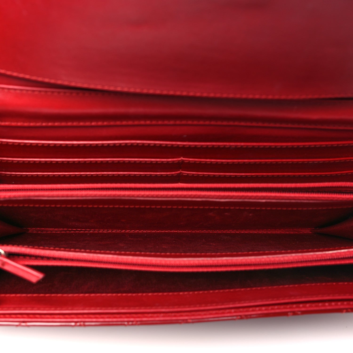 Chanel Patent Calfskin Quilted Brilliant East West Flap Clutch Red 5 of 11