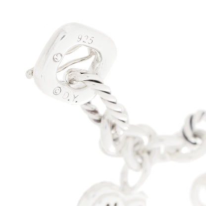 David Yurman Sterling Silver Diamond Cable Heart Charm Bracelet 4 of 5