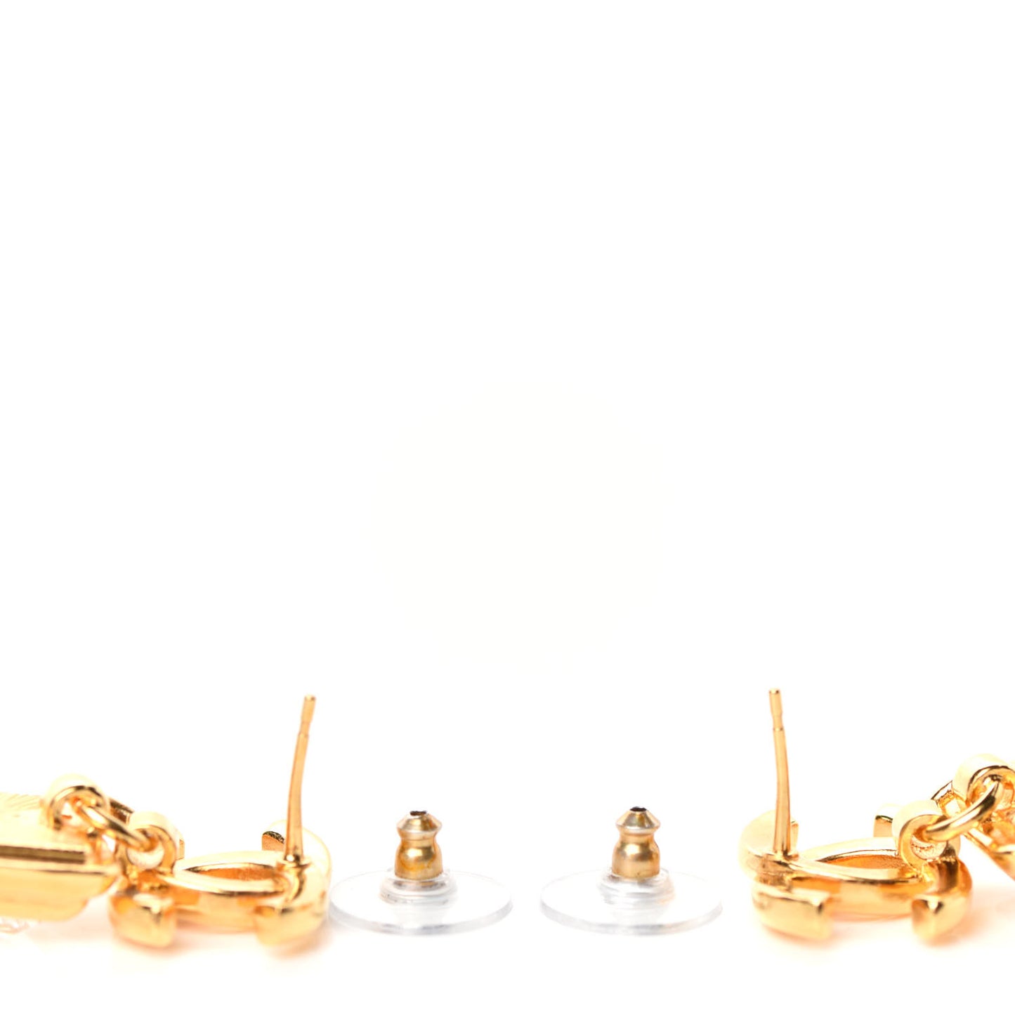 Large Crystal CC Drop Earrings Gold