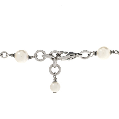 Chanel Crystal Pearl CC Long Necklace Silver 5 of 7