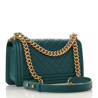 Chanel Caviar Quilted Medium Boy Flap Dark Green 3 of 10