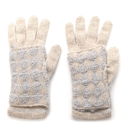 Chanel Cashmere Silk CC Gloves Beige Grey 1 of 8