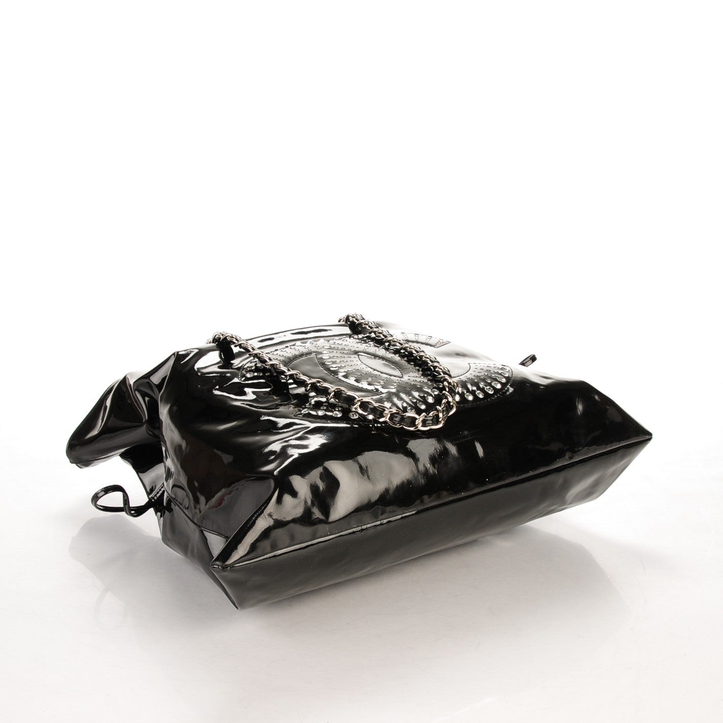 Patent Crystal Strass Bonbons Tote Black
