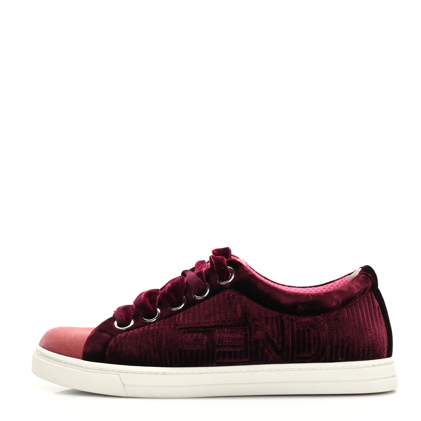 Velvet Quilted Logo Sneakers 37 Burgundy