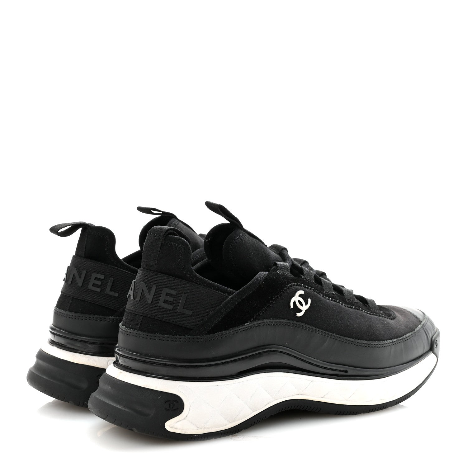 Chanel Velvet Calfskin Mixed Fibers Mens CC Sneakers 41 Black 10 of 18