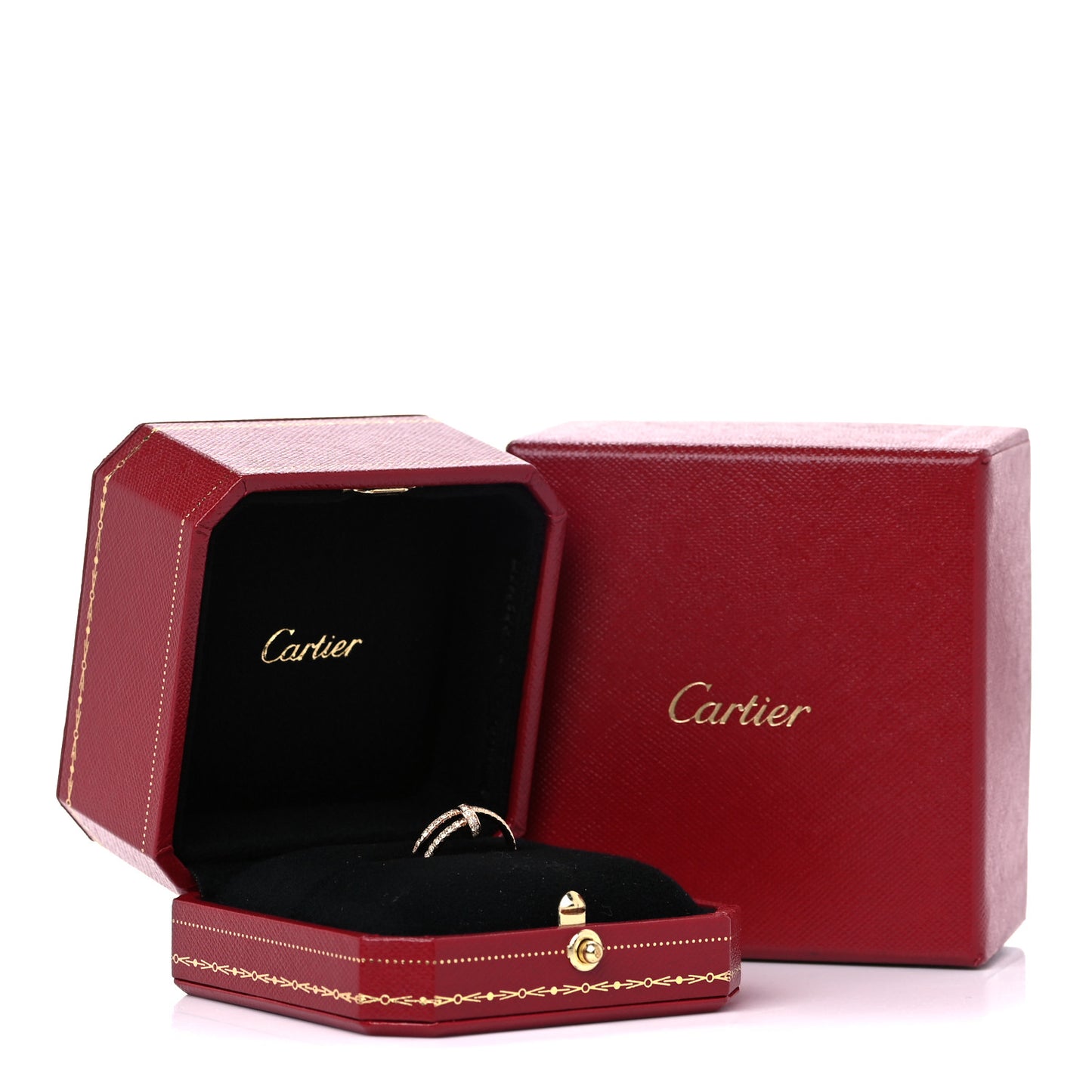 18K Pink Gold Diamond Juste Un Clou Paved Ring 48 4.5