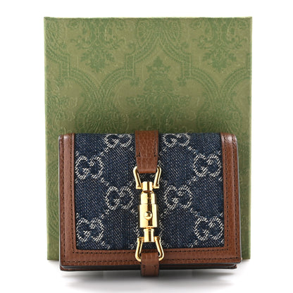Gucci New Denim GG Monogram Jackie 1961 Card Case Blue Tea Cuir 11 of 11