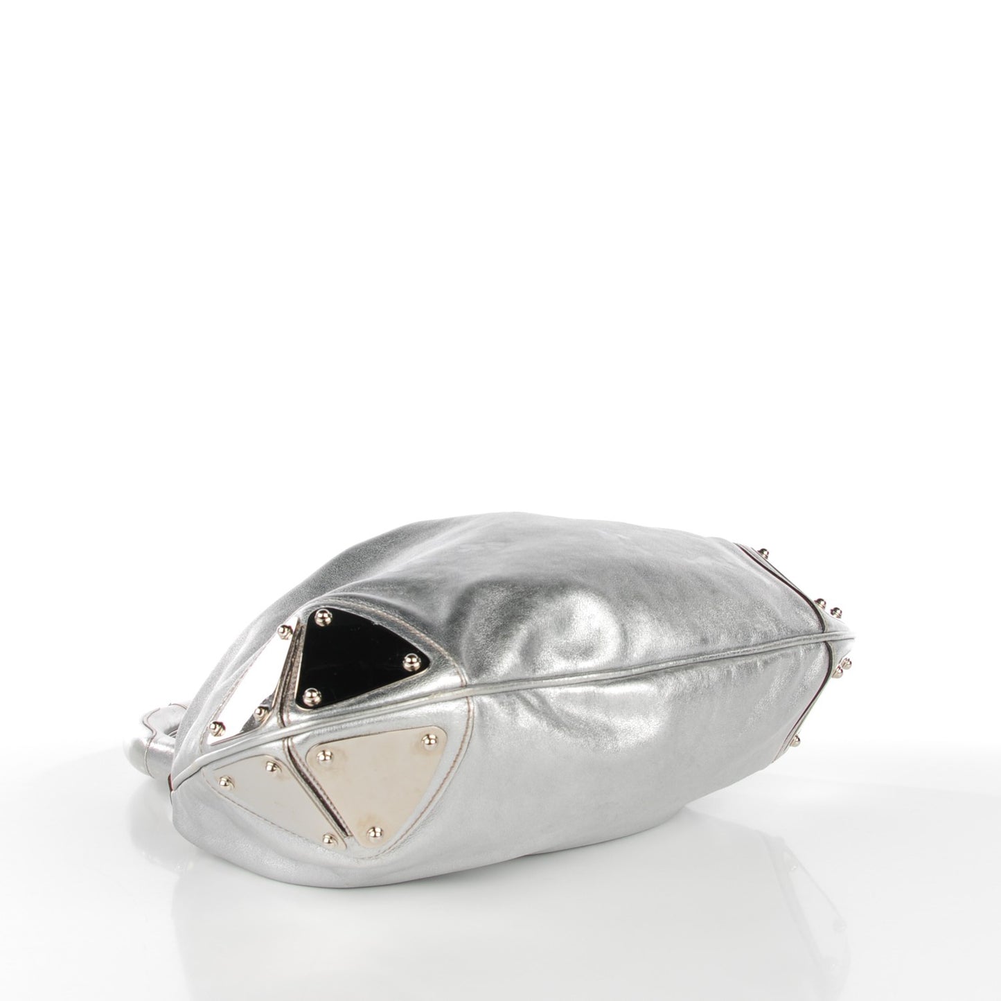 Metallic Calfskin Medium Indy Top Handle Hobo Silver