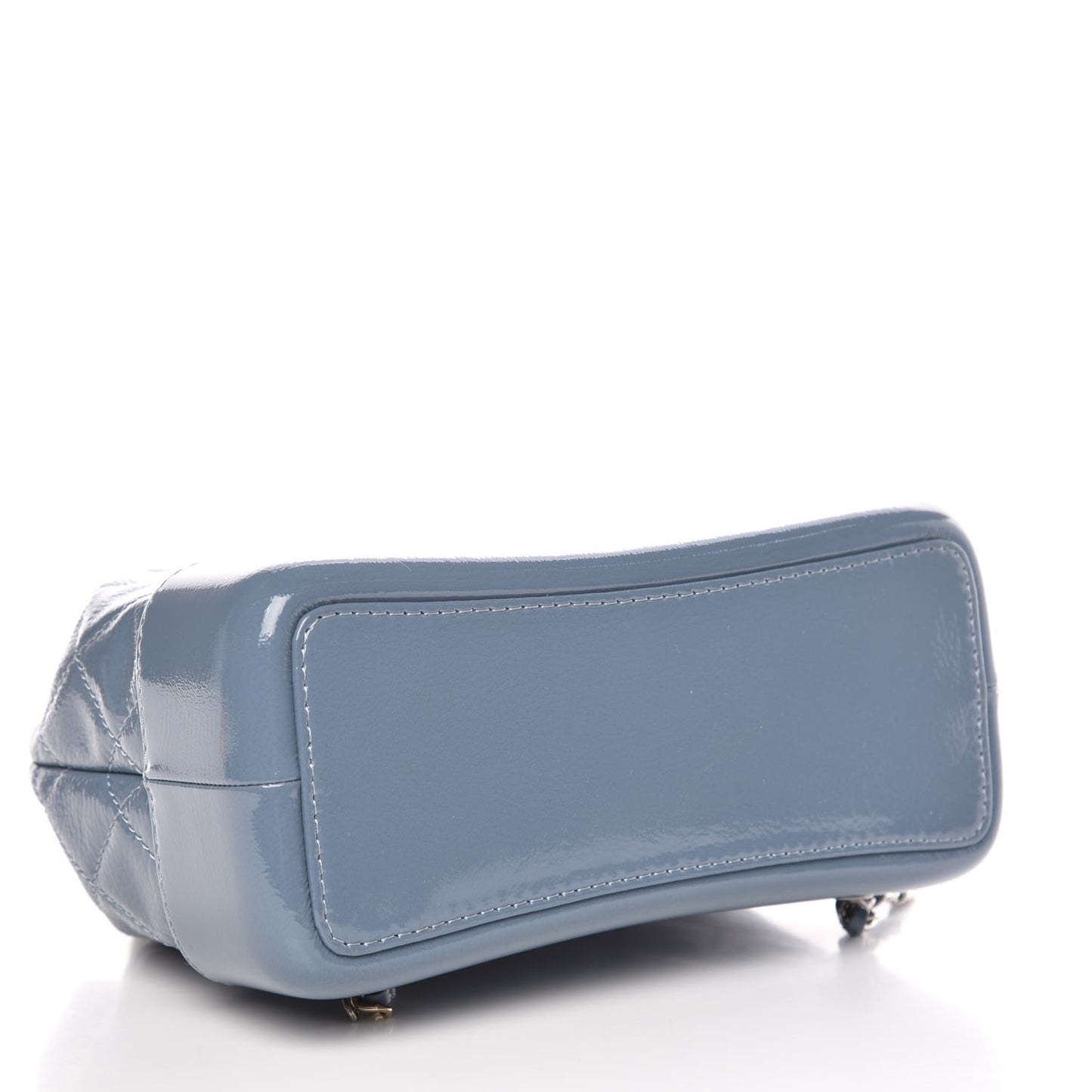 Patent Goatskin Quilted Small Gabrielle Backpack Blue