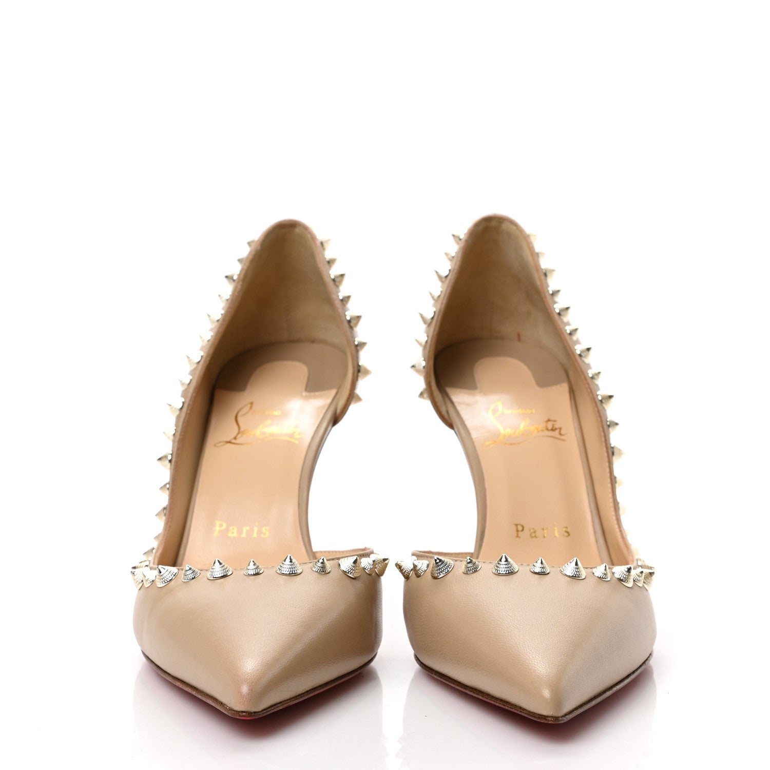 Christian Louboutin Shiny Nappa Irishell 100 Pumps 38 Nude Gold 3 of 7