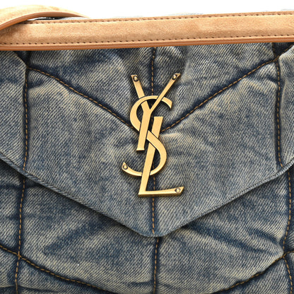 Saint Laurent Denim Quilted Small Loulou Puffer Monogram Chain Satchel Blue Cinnamon 7 of 9