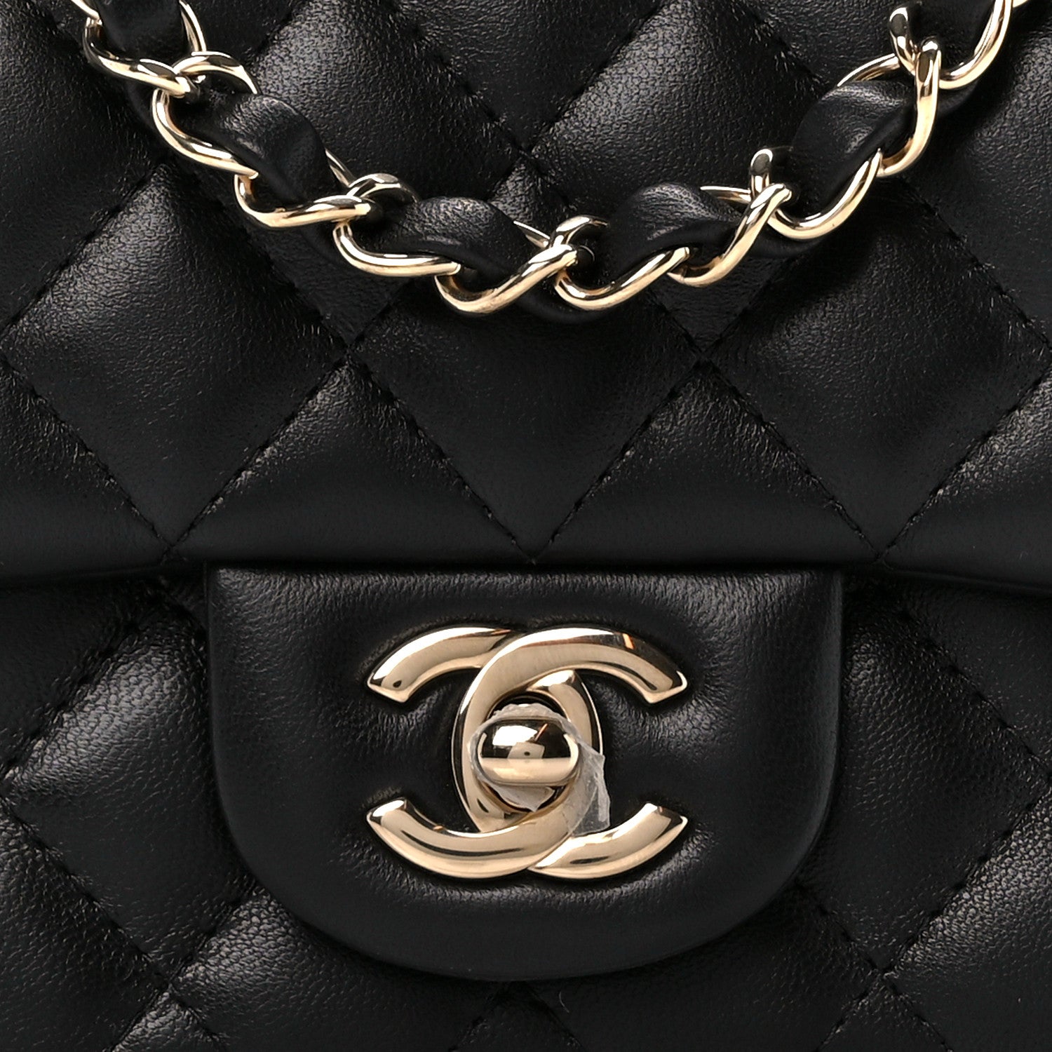Chanel Lambskin Quilted Mini Square Flap Black 9 of 12