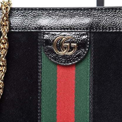 Gucci Suede Patent GG Web Small Ophidia Chain Shoulder Bag Black 10 of 11