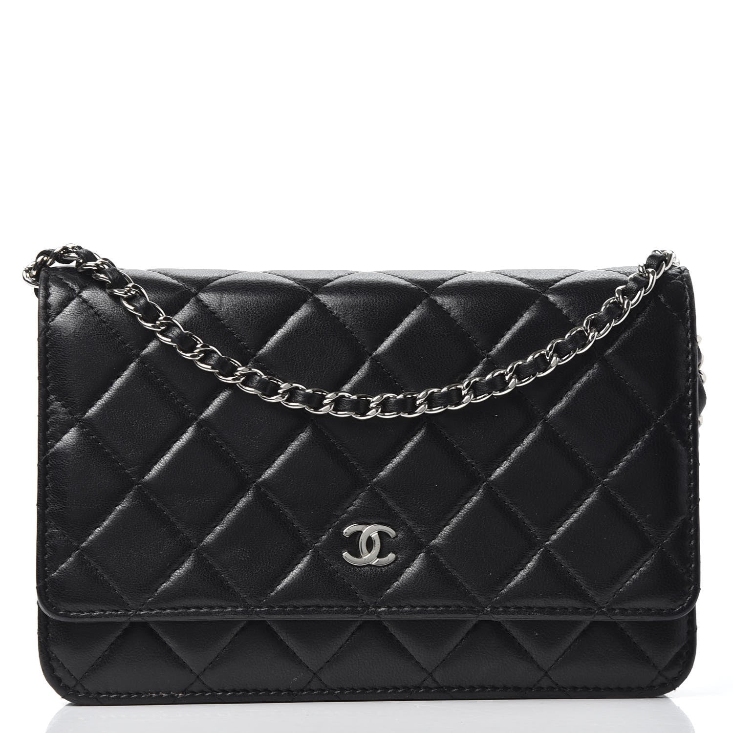 Chanel Lambskin Quilted Wallet On Chain WOC Black 1 of 11