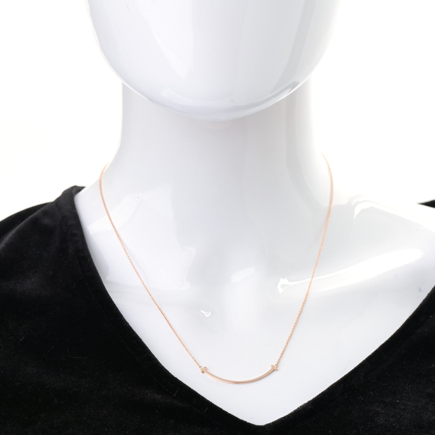 Tiffany 18K Rose Gold Small T Smile Pendant Necklace 2 of 6