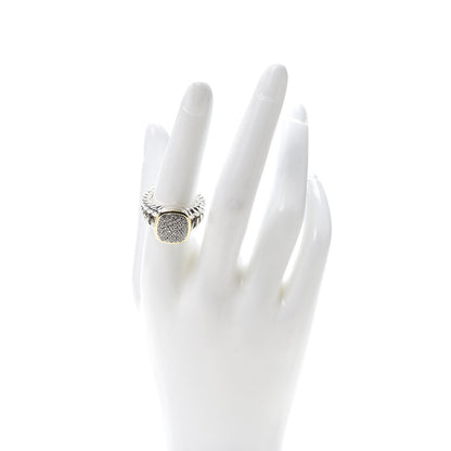 David Yurman Sterling Silver 18K Yellow Gold Diamond Noblesse Ring 56 7.5 2 of 4